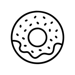 donut with sprinkles icon, foods line art, foods vector - simple black line art icon of donut with sprinkles perfect for logos, and foods -themed designs.