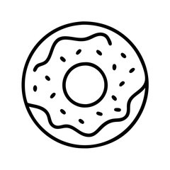 donut with sprinkles icon, foods line art, foods vector - simple black line art icon of donut with sprinkles perfect for logos, and foods -themed designs.