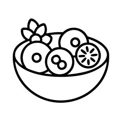 Obraz premium fruit salad icon, foods line art, foods vector - simple black line art icon of fruit salad perfect for logos, and foods -themed designs.