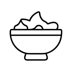 guacamole bowl icon, foods line art, foods vector - simple black line art icon of guacamole bowl perfect for logos, and foods -themed designs.