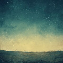 Obraz premium Textured Night Sky with Glowing Stars and Mountain Landscape in Dark Blue and Beige