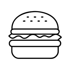 hamburger icon, foods line art, foods vector - simple black line art icon of hamburger perfect for logos, and foods -themed designs.