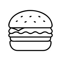 hamburger icon, foods line art, foods vector - simple black line art icon of hamburger perfect for logos, and foods -themed designs.