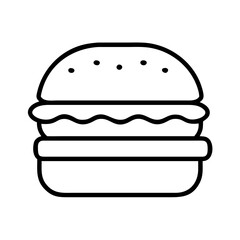 hamburger icon, foods line art, foods vector - simple black line art icon of hamburger perfect for logos, and foods -themed designs.