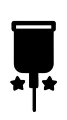 Minimalistic black IV drip silhouette with a star detail, symbolizing medical care and health.