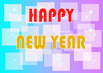 Happy New Year, on abstract and eye-catching banner, with geometric elements.