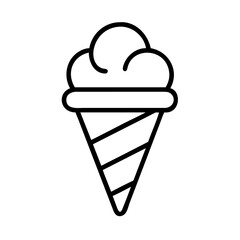ice cream cone icon, foods line art, foods vector - simple black line art icon of ice cream cone perfect for logos, and foods -themed designs.
