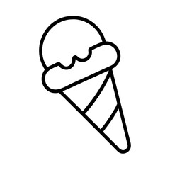 ice cream cone icon, foods line art, foods vector - simple black line art icon of ice cream cone perfect for logos, and foods -themed designs.