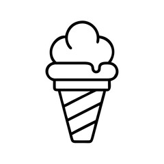 ice cream cone icon, foods line art, foods vector - simple black line art icon of ice cream cone perfect for logos, and foods -themed designs.