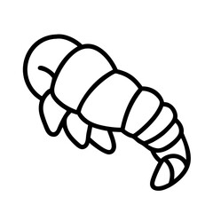 lobster tail icon, foods line art, foods vector - simple black line art icon of lobster tail perfect for logos, and foods -themed designs.