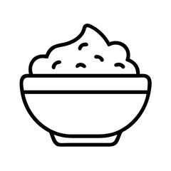 mashed potatoes icon, foods line art, foods vector - simple black line art icon of mashed potatoes perfect for logos, and foods -themed designs.
