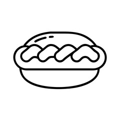 meatball sub icon, foods line art, foods vector - simple black line art icon of meatball sub perfect for logos, and foods -themed designs.