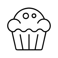 muffin icon, foods line art, foods vector - simple black line art icon of muffin perfect for logos, and foods -themed designs.