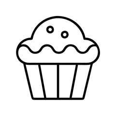 muffin icon, foods line art, foods vector - simple black line art icon of muffin perfect for logos, and foods -themed designs.
