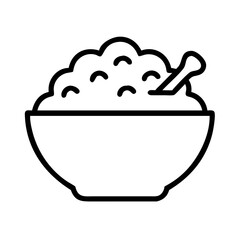 oatmeal bowl icon, foods line art, foods vector - simple black line art icon of oatmeal bowl perfect for logos, and foods -themed designs.