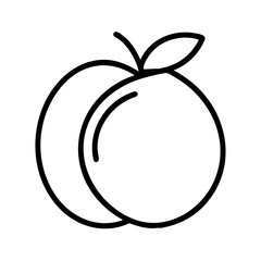 peach icon, foods line art, foods vector - simple black line art icon of peach perfect for logos, and foods -themed designs.