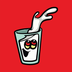 Milk character cartoon vector illustration