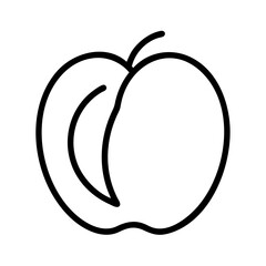 peach icon, foods line art, foods vector - simple black line art icon of peach perfect for logos, and foods -themed designs.