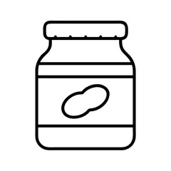peanut butter jar icon, foods line art, foods vector - simple black line art icon of peanut butter jar perfect for logos, and foods -themed designs.