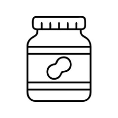 peanut butter jar icon, foods line art, foods vector - simple black line art icon of peanut butter jar perfect for logos, and foods -themed designs.