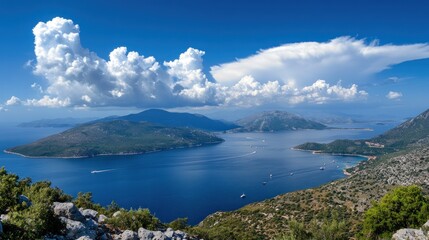 Naklejka premium Stunning Aerial View of Croatian Islands and Azure Waters