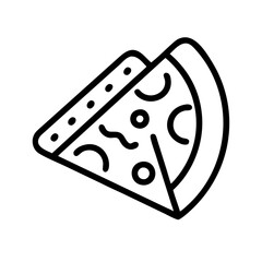 quesadilla icon, foods line art, foods vector - simple black line art icon of quesadilla perfect for logos, and foods -themed designs.