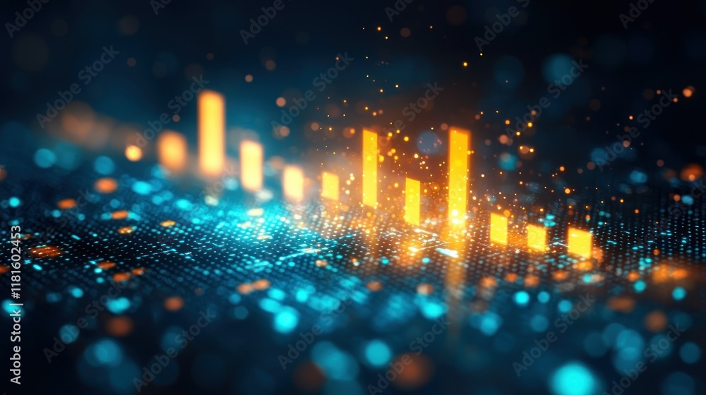 Aufkleber abstract data visualization: rising financial growth and technological advancement