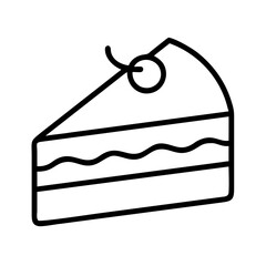 slice of cake icon, foods line art, foods vector - simple black line art icon of slice of cake perfect for logos, and foods -themed designs.