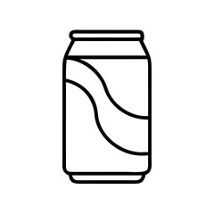 soda can icon, foods line art, foods vector - simple black line art icon of soda can perfect for logos, and foods -themed designs.