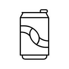 soda can icon, foods line art, foods vector - simple black line art icon of soda can perfect for logos, and foods -themed designs.