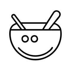 soup bowl icon, foods line art, foods vector - simple black line art icon of soup bowl perfect for logos, and foods -themed designs.