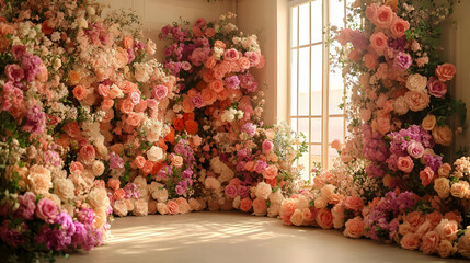 Floral Room Decor Blooms Beautifully with Pink, Peach, and Lavender Roses
