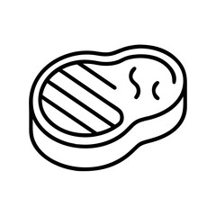 steak icon, foods line art, foods vector - simple black line art icon of steak perfect for logos, and foods -themed designs.