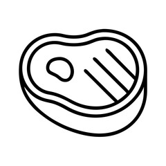 steak icon, foods line art, foods vector - simple black line art icon of steak perfect for logos, and foods -themed designs.