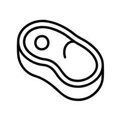 steak icon, foods line art, foods vector - simple black line art icon of steak perfect for logos, and foods -themed designs.
