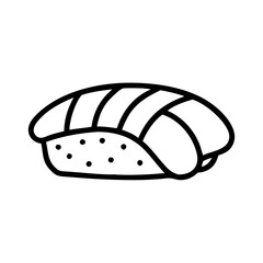 sushi nigiri icon, foods line art, foods vector - simple black line art icon of sushi nigiri perfect for logos, and foods -themed designs.