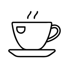 tea cup icon, foods line art, foods vector - simple black line art icon of tea cup perfect for logos, and foods -themed designs.
