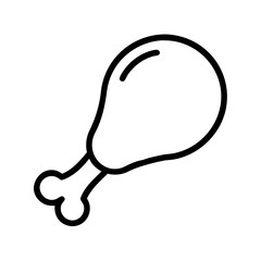 turkey leg icon, foods line art, foods vector - simple black line art icon of turkey leg perfect for logos, and foods -themed designs.