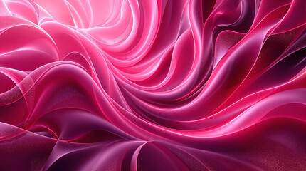 Obraz premium Vibrant pink abstract background with flowing, luminous, silky waves. Ideal for feminine designs, romantic themes, or digital art projects.
