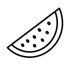 watermelon slice icon, foods line art, foods vector - simple black line art icon of watermelon slice perfect for logos, and foods -themed designs.