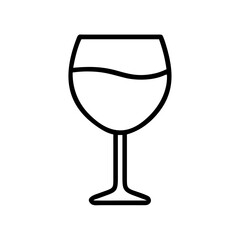 wine glass icon, foods line art, foods vector - simple black line art icon of wine glass perfect for logos, and foods -themed designs.