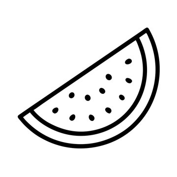 Naklejki watermelon slice icon, foods line art, foods vector - simple black line art icon of watermelon slice perfect for logos, and foods -themed designs.