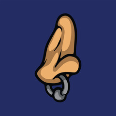 Pierced nose cartoon vector illustration