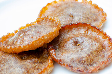 Close up of traditional sweetness of Asian food of Panjaram