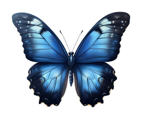 Vivid blue butterfly with detailed wings, natural beauty and intricate patterns, elegant insect for nature, wildlife, and artistic inspiration isolated on transparent background