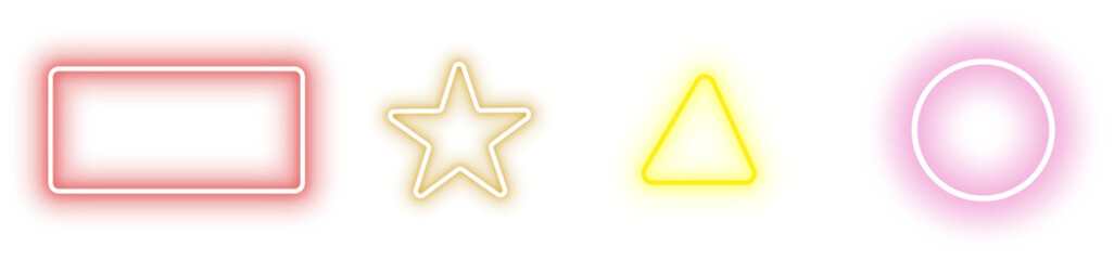 Neon light frame glow gradient border geometric fluorescent outline vector PNG