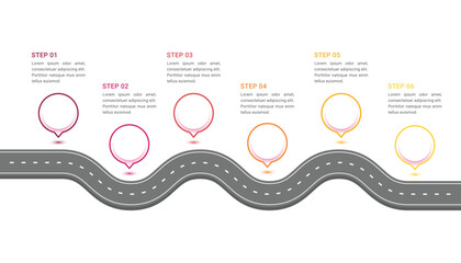 Business road map timeline infographic template design