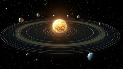 Obraz premium Majestic Planetary System: A Star's Radiant Embrace