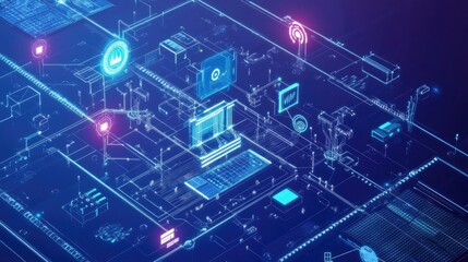 Futuristic Digital Interface with Advanced Technology and Data Visuals