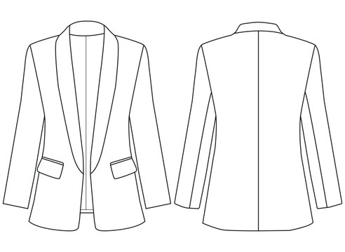 women Dinner fitted tuxedo Blazer Suit Jacket vector illustration design,